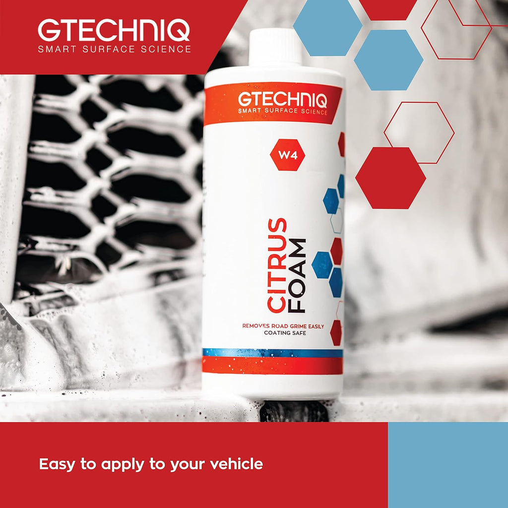 Gtechniq - W4 Citrus Foam - High Content Foaming Agent, Removes Dirt and Road Grime, Non-Caustic Formula, Maximum Gloss Retention Snow Foam (5 Liter)