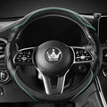 3D Car Steering Wheel Cover Comfort Grip Massage Sporty Anti-Slip Carbon Fiber Faux Leather for Sedan SUV, Universal Fit, Car Handle Covers for All Seasons, 14.75-15.15in, Green