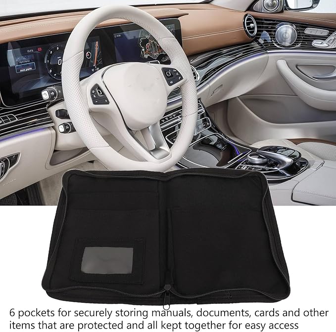 Car Document Holder, Car Glove Compartment Organizer 6 Pockets Multifunctional Zipped Design Portable Car Document Holder Universal for Car