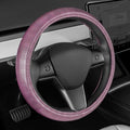 Purple Steering Wheel Cover, Standard 15 Inch Size Fits Most Vehicles, Cute Shiny Bling Car Steering Wheel Cover with Herringbone Detail, Car Accessories for Women