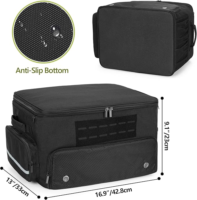 GOBUROS Golf Trunk Organizer Storage with Separate Compartment for 2 Pair Shoes Up to US Mens 16, Golf Car Locker Organizer for Balls, Tees, Clothes, Gloves, Accessories, Black