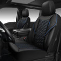 CAR PASS 3D Foam PU Leather Car Seat Covers Front Seats, Blue Faux Leather Front Seat Covers for Car, Universal Fit for SUV Truck Sedan Automotive, Armrest Airbag Compatible,Black and Blue