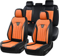 FLORICH Leather Seat Covers, Car Seat Covers Full Set, Car Seat Protectors 5 Seats, Automotive Seat Covers Driver Seat Covers Fit for Most Cars Trucks SUV-Black&Orange