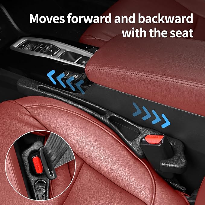 7F Car Seat Gap Filler, Organiser Between Seat and Centre Console, Universal Car Accessories, Fit SUV Truck Storage Black