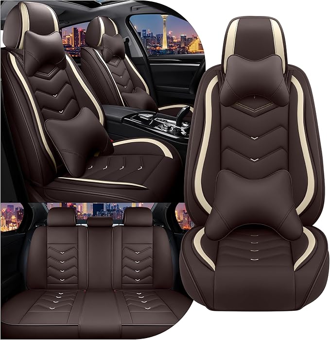 CTDS Car Seat Covers for Nissan Sentra 2000-2026, Stylish Sport Seat Cover, Premium Nappa Leather Car Seat Cover. Automobile Seat Covers Sets.(Luxury 5 Seats/Coffee Color)