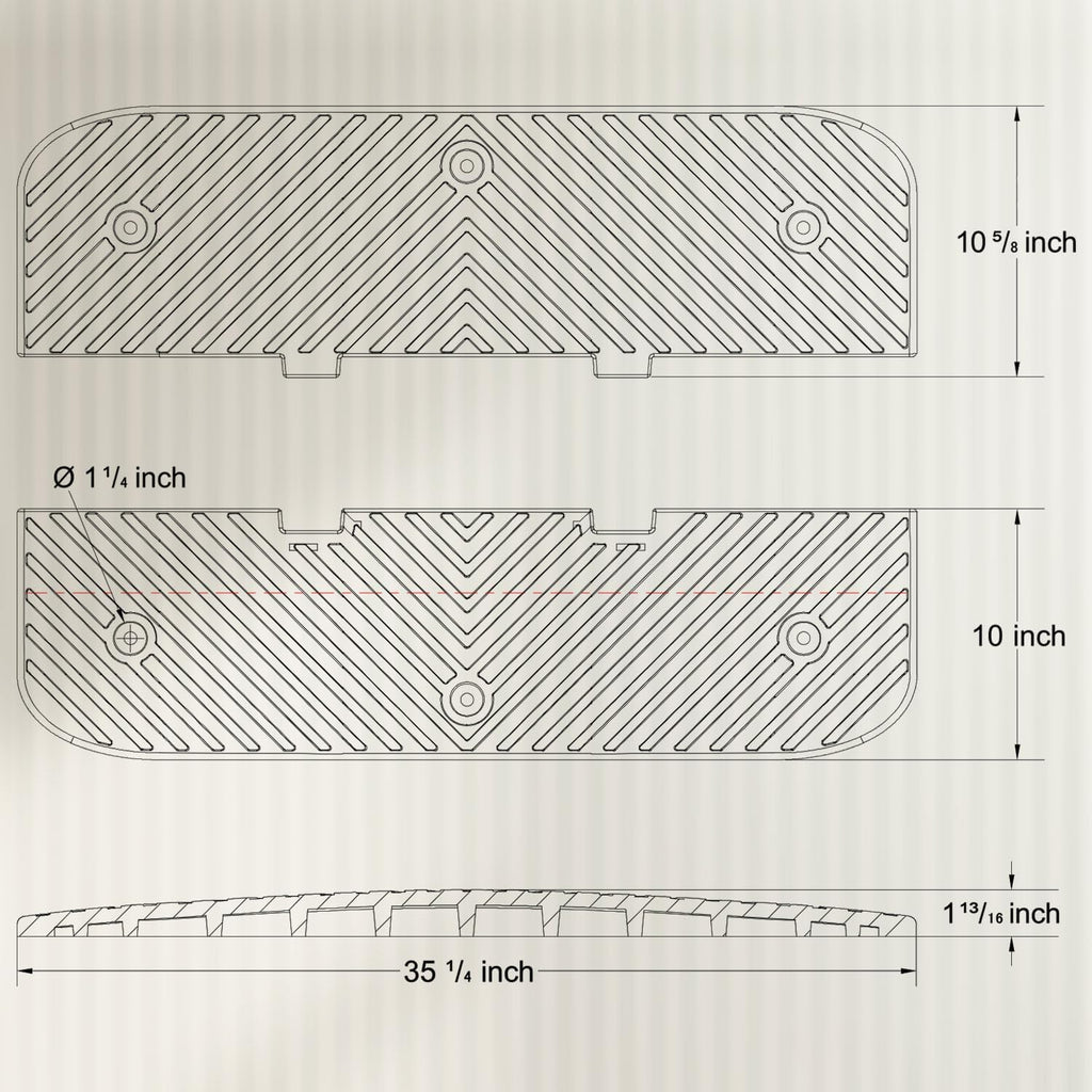 Heavy-Duty Rubber Speed Humps, 35" Width & Interlock Extension Length, Road Humps Bumps for Saftey Combinable, Garage Humps for Asphalt Concrete Gravel Driveway (Left and Right Ends)