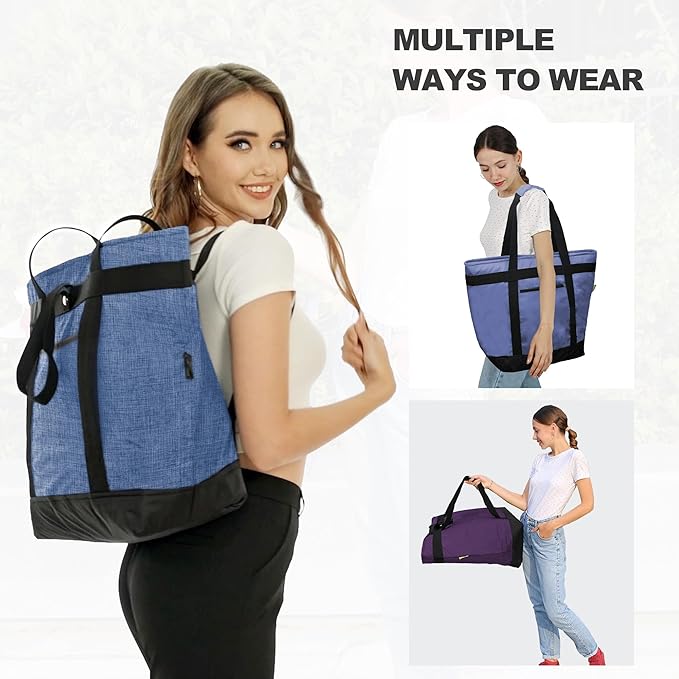 BeeGreen Cooler Bag Soft Insulated Tote for Beach Travel Grocery Shopping Lunch Portable Large Ice Coolers with Handle Hard Freezer Bags with Zippered Top Foldable Leakproof Delivery Totes Navy
