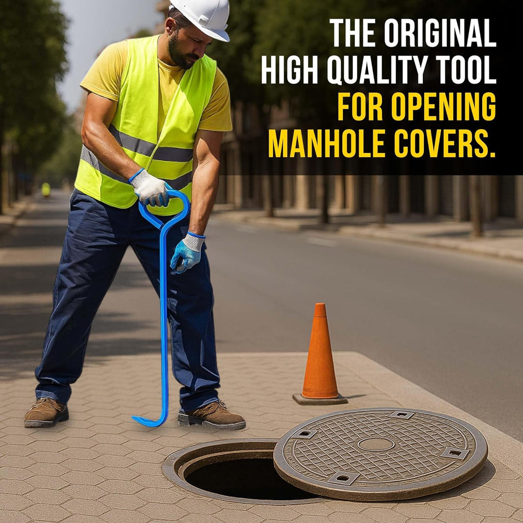 T&T Tools 36-Inch Manhole Hook - Heavy Duty Single Hook for Lifting Manhole Covers, Storm Drains, Septic Tank Risers - Rigid Hex Alloy Steel Tool for Lifting, Pulling, and Removing Covers - 6 Pack
