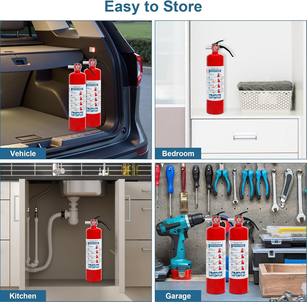 1 Pack Dry Chemical Fire Extinguisher 2.5 lb ABC, Home, Car, Boat Use, 1A:10B:C Rating, Quick Release Handle, Easy to store and Carry Dry Powder Extinguisher