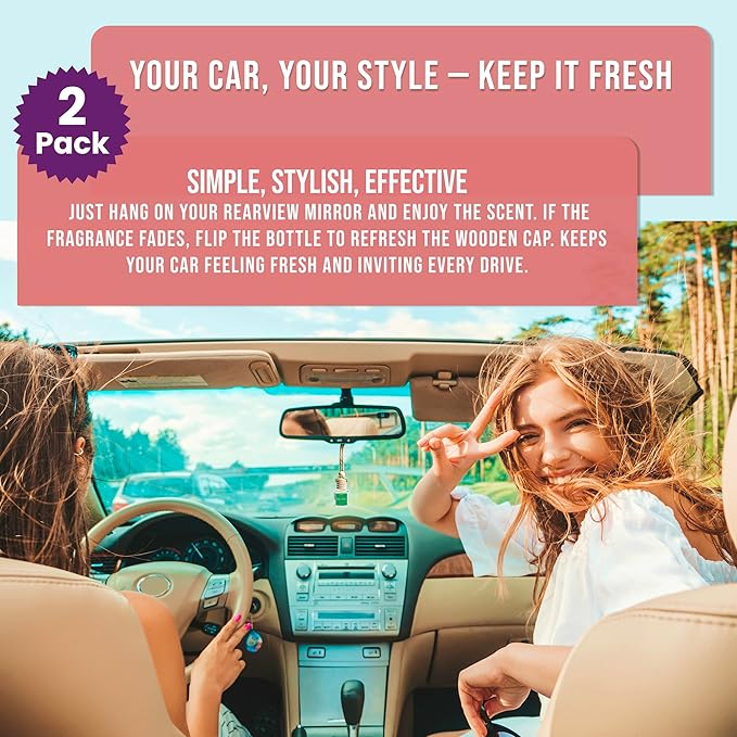 Car Air Freshener Lavender | Long Lasting Air Diffuser | Cute Car Accessories | Air Freshner for Women & Men Gift | Non-Toxic Car Scent | Up to 80 days | Made in USA