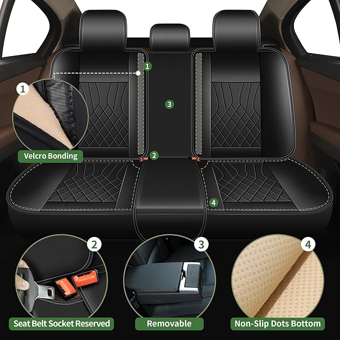 Bling Diamond Embroidered Seat Covers for Subaru Legacy 1995-2025 2026, Full Set 5 Seats, Sparkle Rhinestone Breathable Perforated Faux Leather Car Seat Covers for Women (Black)