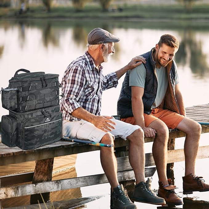 MATEIN Fishing Backpack, Water Resistant Tackle Storage Bag with Rod Holders & Cooler, Fishing Gifts for Men