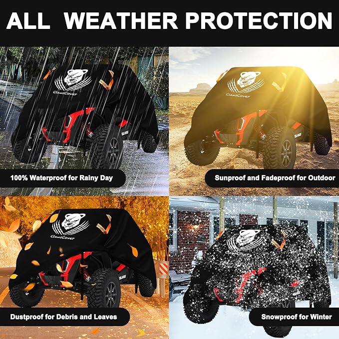 UTV Cover 2 Seater Waterproof Outdoor,Side by Side ATV Covers,Durable Anti-UV All Weather Protection, Compatible with Polaris Ranger General Can-am Defender Pioneer SXS Kawasaki Storage,126"x70"x75"