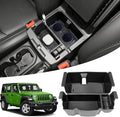 Center Console Organizer Compatible with 2018-2026 Jeep Wangler JL JLU 4xe Rubicon Sahara & 2020-2026 Gladiator JT Accessories, Armrest Storage Box Tray Fit for Jeep Interior Accessories
