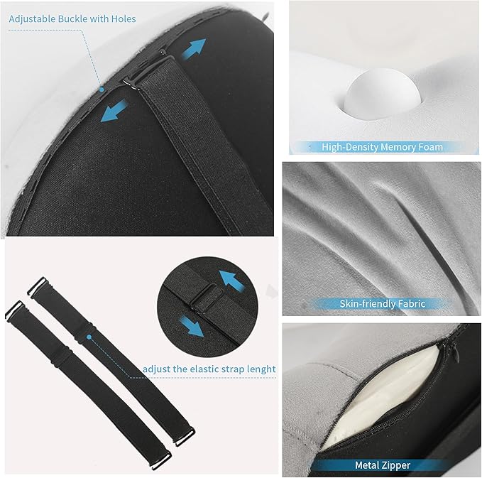 Car Neck Pillow Adjustable Up and Down Style 2 Pack,Car Headrest Pillow for Neck Support Relieves Driving Fatigue, Soft Memory Form and Ergonomic Design Fits Most Heights and Car Seats (Gary)