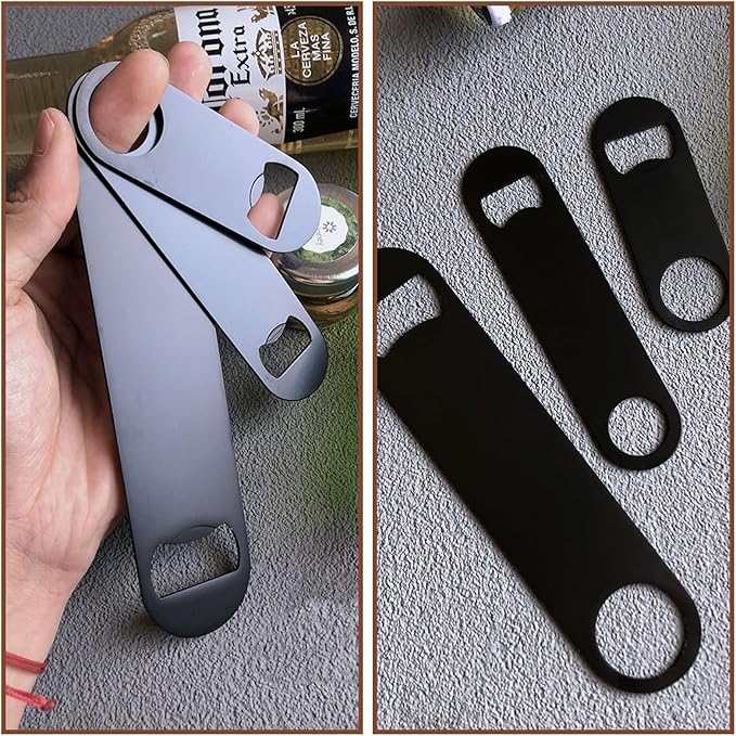 100 Pack Flat Beer Bottle Opener 5 inch Stainless Steel Flat Bottle Opener Black Beer Bottle Openers for Bartender Kitchen Bar Restaurant (5 Inch)