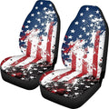 ELEQIN America Flag 2 Pack Front Car Seat Covers Universal Seat Protector Car Interior Decor Mat Covers for Auto SUV Van Truck Car Interior Decor