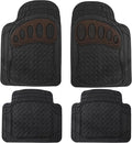 FH Group Automotive Floor Mats Universal Fit Trimmable Climaproof for All Weather Heavy Duty Rubber fits Most Cars, SUVs, and Trucks, with Footprint Design, Full Set Brown Black