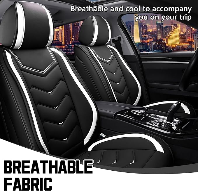 CTDS Car Seat Covers for Jeep Grand Cherokee L 2021-2026, Stylish Sport Seat Cover, Premium Nappa Leather Car Seat Cover. Automobile Seat Covers Sets.(Standard 2 Seats/Black White)
