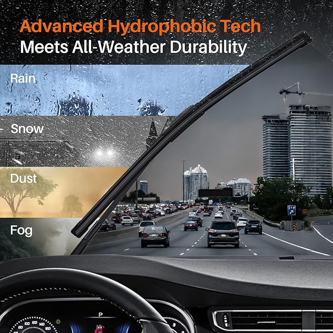 DOG TAIL Water Repellent Silicone Wiper Blades 20" 18" Set with Multiple Adapters and 2 Refills, Automotive Replacement Front Windshield Wiper Blades for My Car with Water Repellency Formula DropClear
