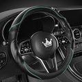 3D Car Steering Wheel Cover Comfort Grip Massage Sporty Anti-Slip Carbon Fiber Faux Leather for F150, Trucks, Jeep, Van, Car Handle Covers for All Seasons, 15.2-16in, Green
