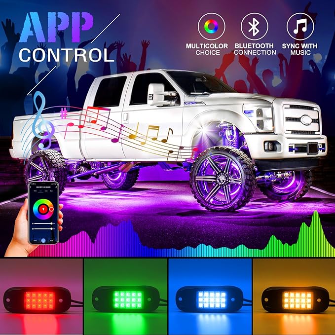 SHINIGHT Led Rock Lights for Trucks,6 Pods Lights for Jeep Brightness Truck underglow kit Exterior with App Control Flashing Music Mode RGB Lighting for UTV SUV ATV RZR Truck Accessories