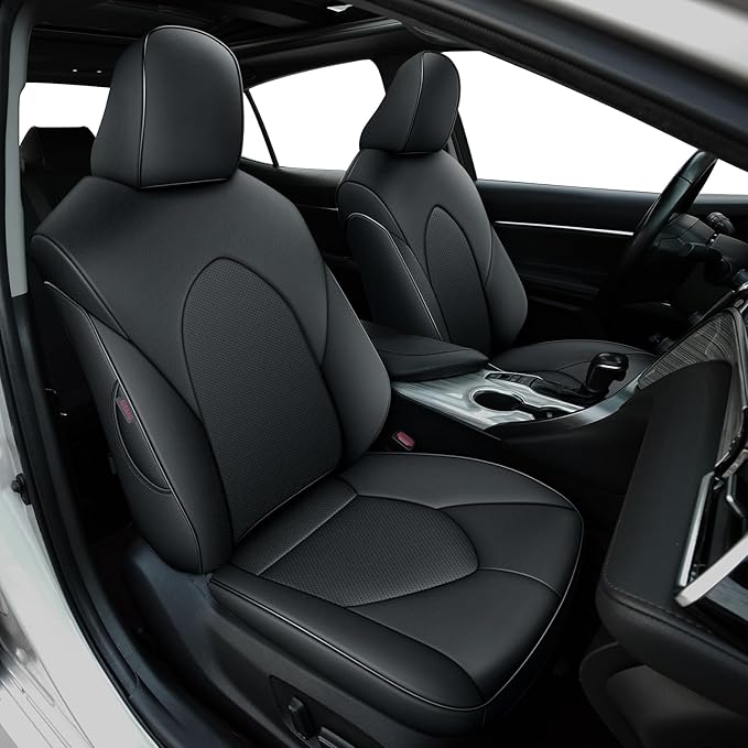 AOMSAZTO Custom Fit Seat Covers for Toyota Camry 2020 2021 2022 2023 2024 (TRD) Leather Camry Seat Protector Full Set Black