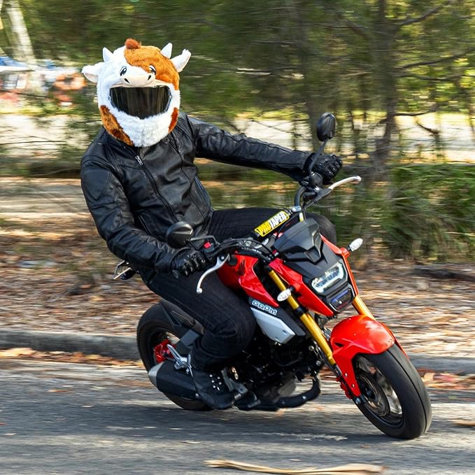 Moto Loot Helmet Cover for Motorcycle Helmet, Fun Rides and Gifts (Cover Only. Helmet Not Included) - Cow