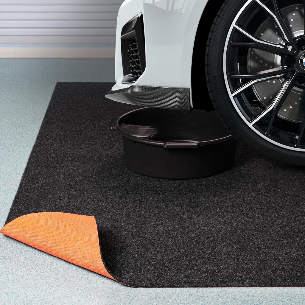 Heavy Duty Oil Spill Mat, Garage Floor Mat for Under Car, 32" X 32", Waterproof, 1/4" Rubber Backing Protects Floor, Reusable, Absorbs All Types of Spills (Black, 32" X 32")