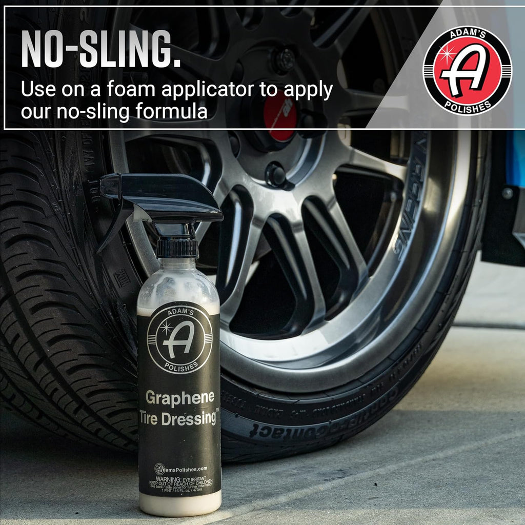 Adam's Polishes Graphene Tire Dressing - Deep Black Finish W/Graphene Non Greasy Car Detailing Use W/Tire Applicator After Tire Cleaner & Wheel Cleaner | Ceramic Coating Like Tire Protection (2-Pack)