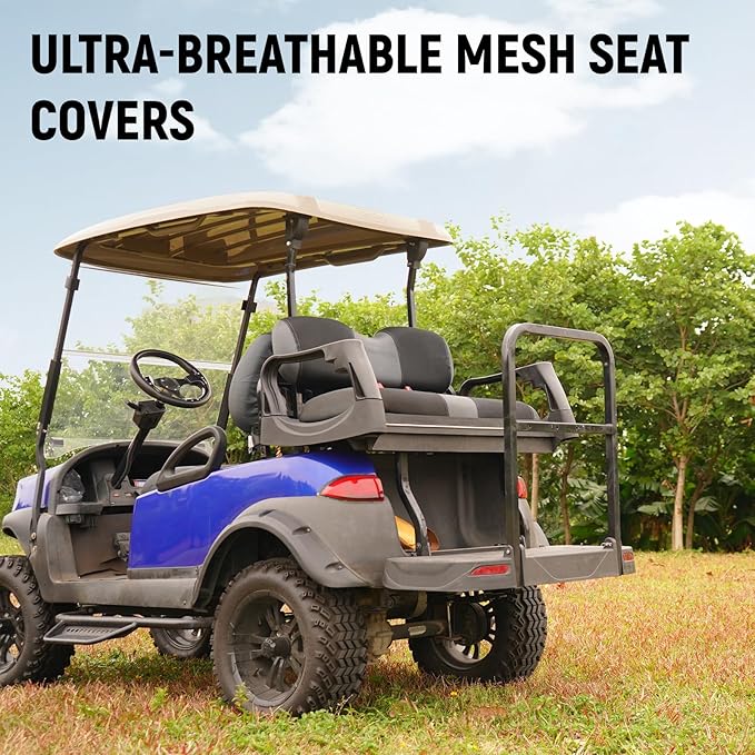 Golf Cart Front and Rear Seat Covers for Club Car Precedent 2004 and Up, Durable Polyester Fabric Club Car Precedent Seat Covers, Breathable Washable