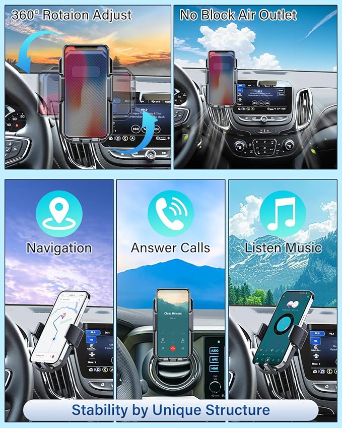 PZK Car Phone Mount for L-EXUS RX 350/ RX 450h 2010 2011 2012 2013 2014 2015 Accessories Custom Air Vent Auto Lock Button Release Car Phone Holder 360° Rotation Cell Phone Automobile Cradles