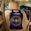 Moon and Star Car Trash Bag,Purple Crescent Moon Hanging Drawstring Car Garbage Bag,Canvas Car Back Seat Organizer with Adjustable Buckle for Men and Women
