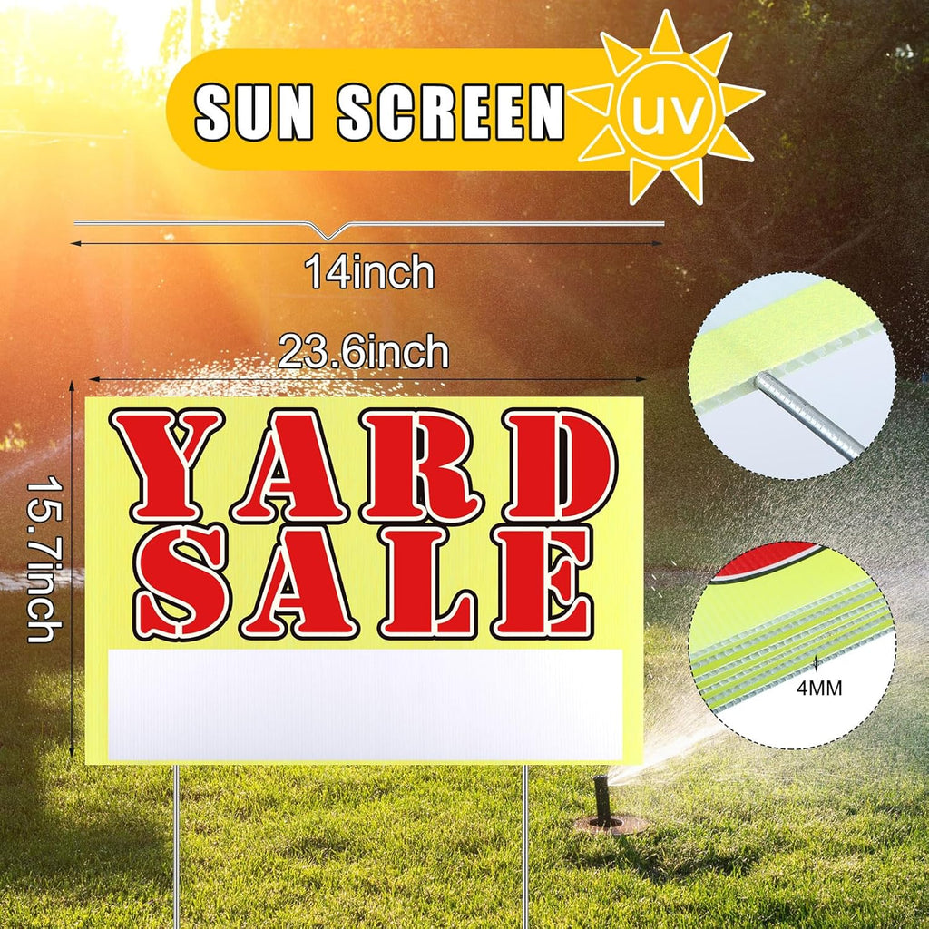 Marsui 3 Pcs Yard Sale Sign 23.6 x 15.7 Inch Double Sided Yard Sale Sign with Metal Stake and Directional Arrow for Outdoor