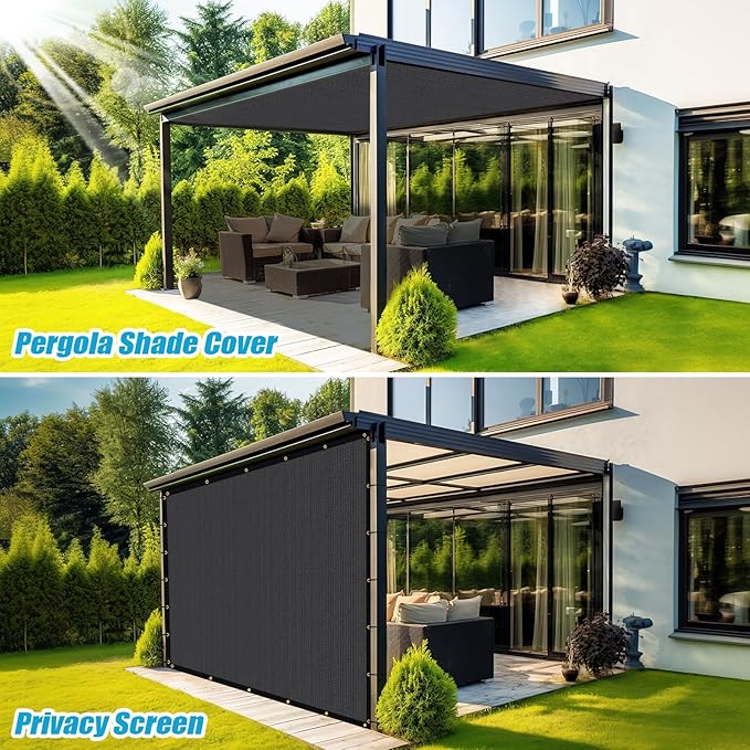 Amagenix 90% Pergola Shade Cover 4'X 9' Dark Gray Sun Shade Cloth with Grommets for Outdoor Garden Patio Porch-Commercial Grade 200 GSM-Cable Zip Ties Included (We Customized)
