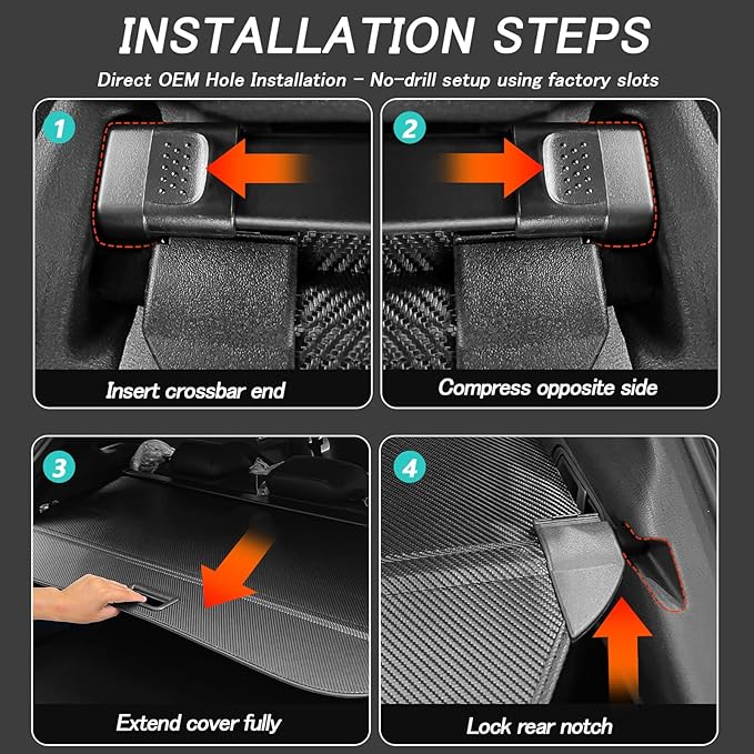Cargo Cover for Toyota 4Runner 2025 2026 Accessories Retractable Trunk Cover Security Shielding Shade Cargo Luggage Cover Trunk Privacy Protection (Carbon Fiber Texture)