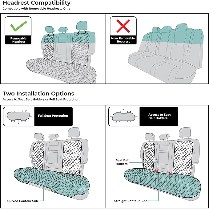 FH Group Neosupreme Automotive Seat Cushions - Universal Fit, Rear Car Seat Cushion With Non-Slip Silicone Backing for SUV, Sedan, Van - Gray