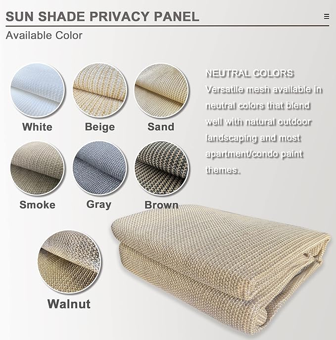 Sun Shade Privacy Panel with Grommets on 4 Sides for Patio, Awning, Window Cover, Pergola or Gazebo(Walnut, 10' x 5‘