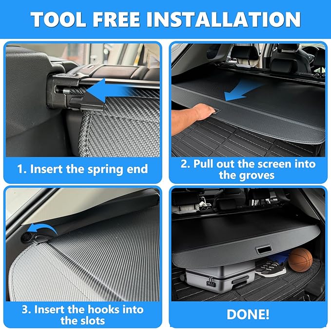 MIALUTY® Cargo Cover for 2015-2020 Hyundai Tucson Retractable Trunk Cover Tucson Accessories Anti-Peeping Anti-Theft Privacy Screen,Trunk Luggage Shield Shade Carbon Fiber Texture