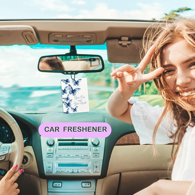 Christian Car Air Freshener, Floral Butterfly Bible Verses Air Freshener Hanging 3 Pcs for Cars Closet Drawer or Books, Religious Christian God Car Accessories Mirror Decor for Women
