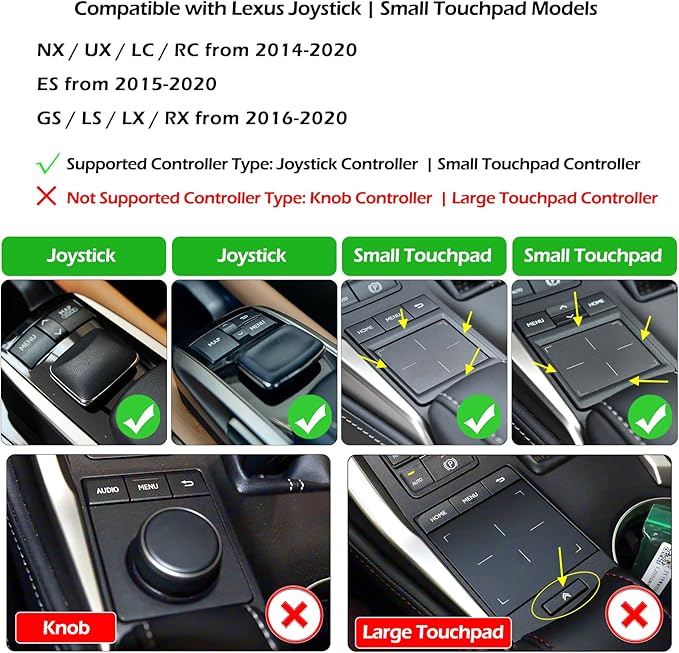 Compatible with Lexus Wireless CarPlay + Android Auto + Mirrorlink Retrofit Kit, Support NX UX LC RC 2014-2019, ES 2015-2019, GS LS RX LX 2016-2019 with Joystick/Small Touchpad