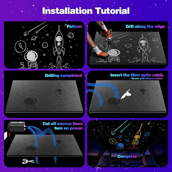 VASTFIRE Starlight Headliner Kit Twinkle + Music Effect,Smart APP/RF Remote Control, Easy DIY Star Headliner kit for Cars & Trucks Home Theaters Bed Room Ceiling Ambient Lighting