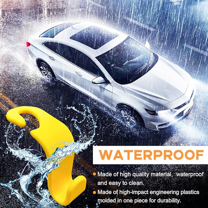 4PCS Car Seat Headrest Hook, Auto Back Seat Hanging Storage Organizer, Vehicle Seatback Hanger Holder for Purse Handbag Coat Umbrella, Universal Interior Car Accessories (Yellow)