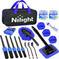 Nilight 15PCS Car Detailing Kit Auto Cleaning Tools Wash Set with Storage Carry Bag Beginners Easy to Use for Interior Exterior Car Care Clean Windshield Dashboard Seat Air Vents Wheels Tires, Blue