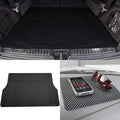 TLH Premium Trimmable Black Cargo Mat Car Trunk Liner Universal Fit Set w/Black Dash Pad, Trimmable Automotive Floor Mats, Climaproof™ Floor Mats for Most Sedan, Cars, SUV, Truck Floor Mats.