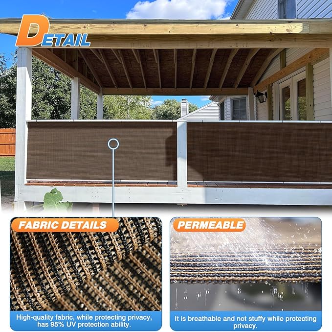 TANG Sun Shade Fabric Roll 8'x62' Shade Cloth for Garden Brown HDPE Mesh Shading Pergola Cover Replacement Canopy, 95% Blockage Sunshades for Outdoor Patio Backyard Plant