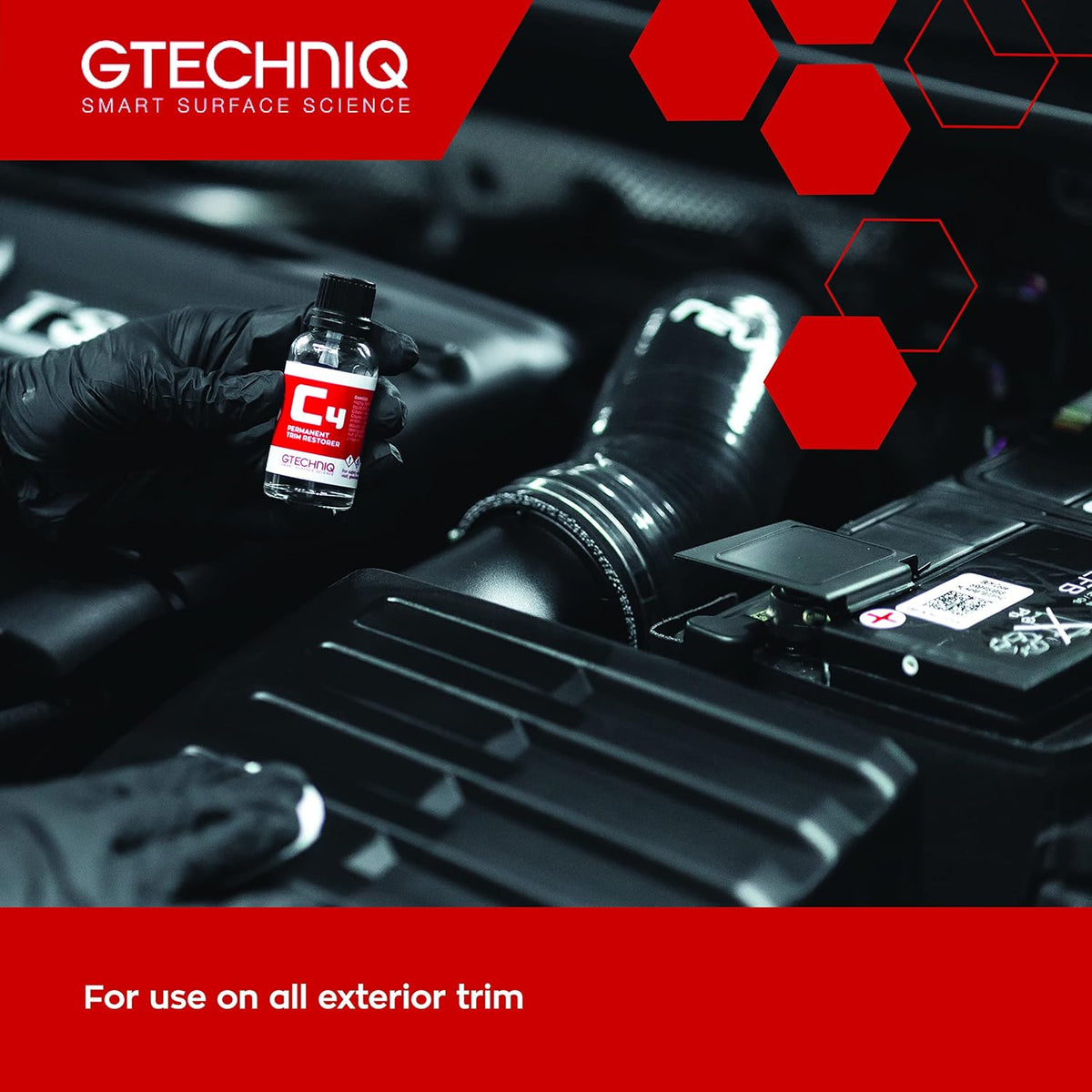 Gtechniq C4 Permanent Trim Restorer 30ml - Revitalize Tired, Faded, Discoloured Car and Vehicle Trim - Premium Weather Protection, UV Resistant, Leaves No Unattractive Gloss - 2 Year Durability