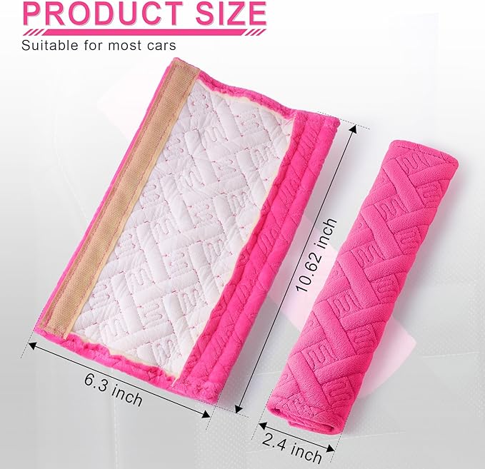 JUSTTOP 2-Pack Universal Car Seat Belt Pads Cover for A More Comfortable Driving, Seat Belt Shoulder Strap Covers Harness Pad for Car Interior Accessories(Deep Pink)