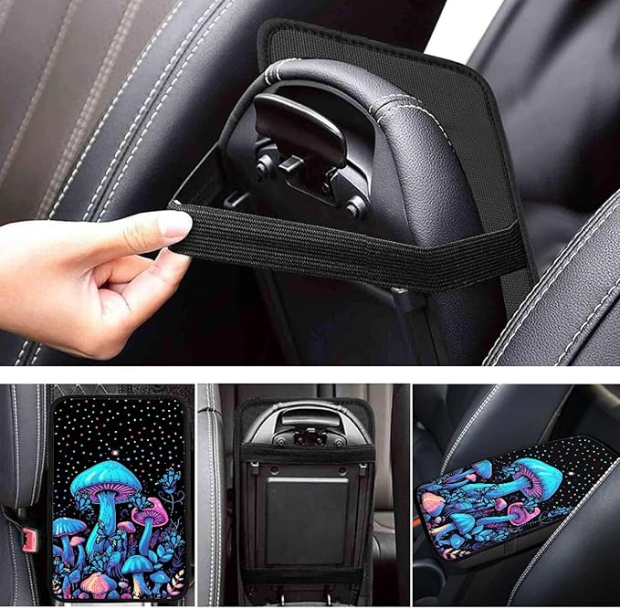 UNICEU Polka Dot Mushroom Car Accessories Car Center Console Armrest Cover Auto Interior Decor Neoprene Armrest Box Protector Cover Pad, Universal