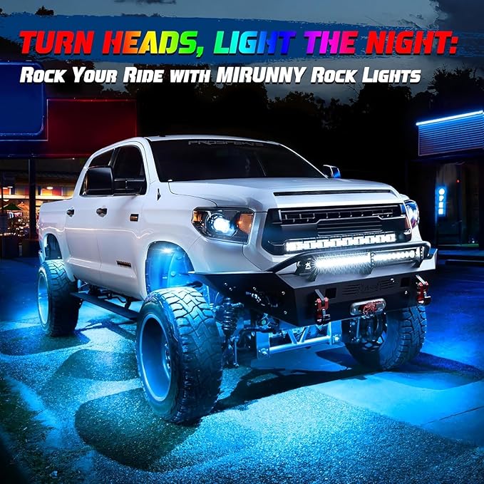 Rock Lights for Trucks, 8 Pods RGB LED Rock Lights with APP/Remote Control & Music Mode, High Bright Multilcolor Waterproof IP68 Rock Neon Light Kits for Pickup Off Road RZR SUV ATV UTV Car